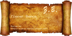 Zierer Bence névjegykártya